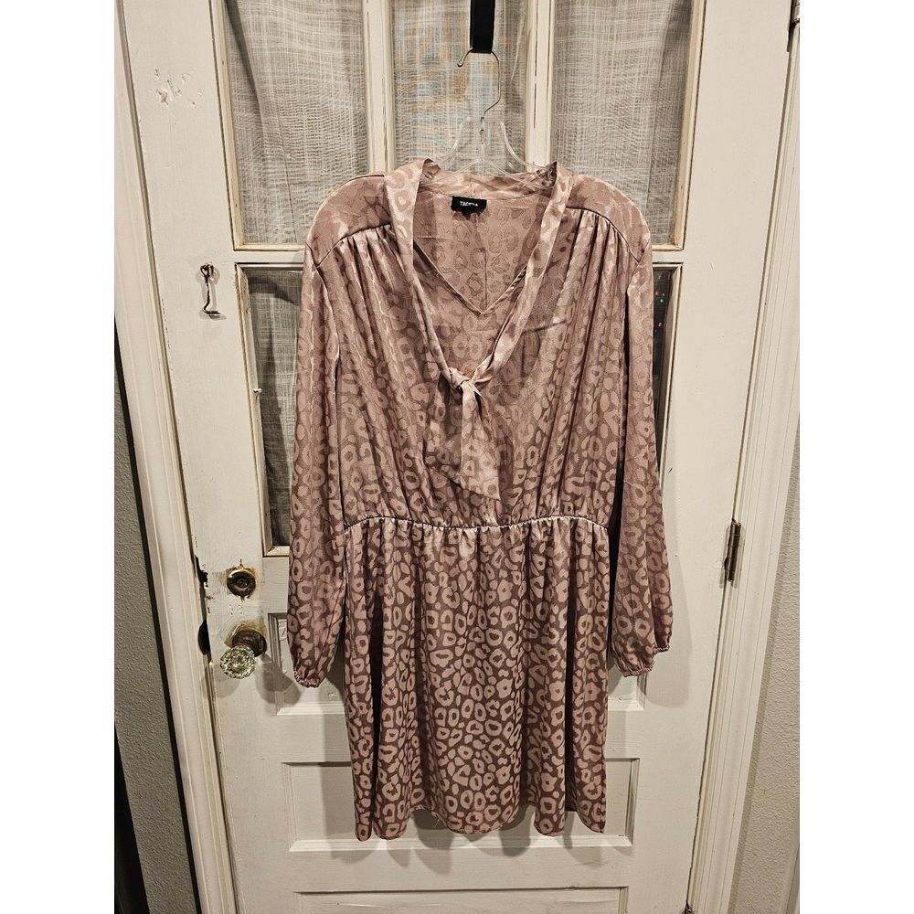 Tacera‎ Longsleeve Leopard Print Knee Length Dress